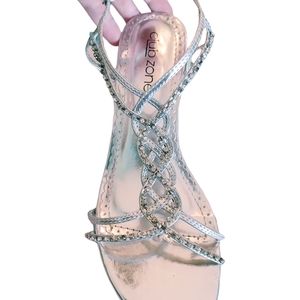 Sexy Silver and Rhinestone strap pumps size 8